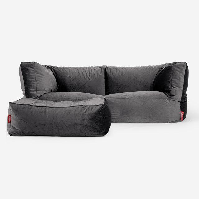 Albert Sækkestol Sofa 2 pers - Fløjl Grafit Grå 02
