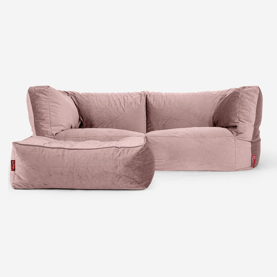 Albert Sækkestol Sofa 2 pers - Fløjl Lyserød 02