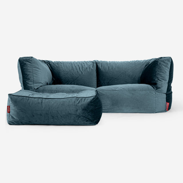 Albert Sækkestol Sofa 2 pers - Fløjl Turkis Blå 02