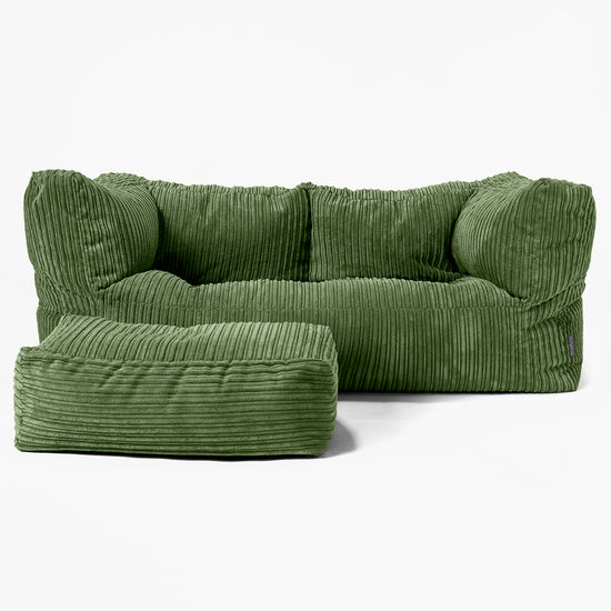 Albert Sækkestol Sofa 2 pers - Klassisk Jernbanefløjl Skovgrøn 02