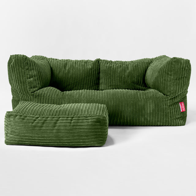 Albert Sækkestol Sofa 2 pers - Klassisk Jernbanefløjl Skovgrøn 02