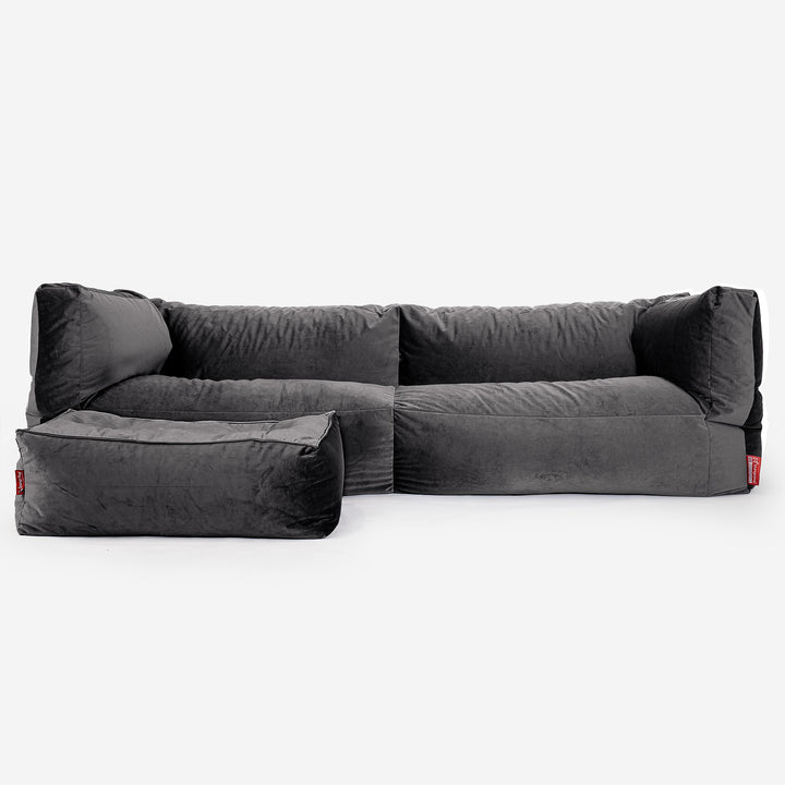 Albert Sækkestol Sofa 3 pers - Fløjl Grafit Grå 02
