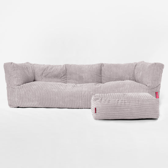 Albert Sækkestol Sofa 3 pers - Klassisk Jernbanefløjl Sølvgrå 02