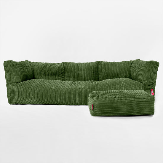 Albert Sækkestol Sofa 3 pers - Klassisk Jernbanefløjl Skovgrøn 02