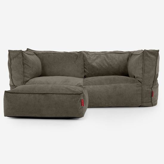 Albert Sækkestol Sofa 2 pers - Babyfløjl Olivengrøn 02