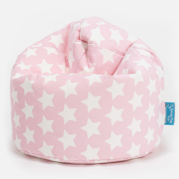 Børnesækkestol 2-6 år - Trykt Stjerner Pink Fabric Close-up Image