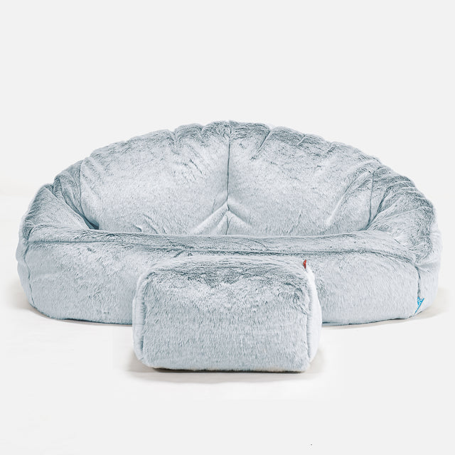 Bubble Børnesofa 2-6 år - Imiteret Kaninpels Støvet Blå 02