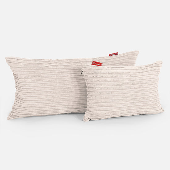 CloudSac 50 Kæmpe Pude med Memory Skum 40 x 80cm - Klassisk Jernbanefløjl Elfenben 03