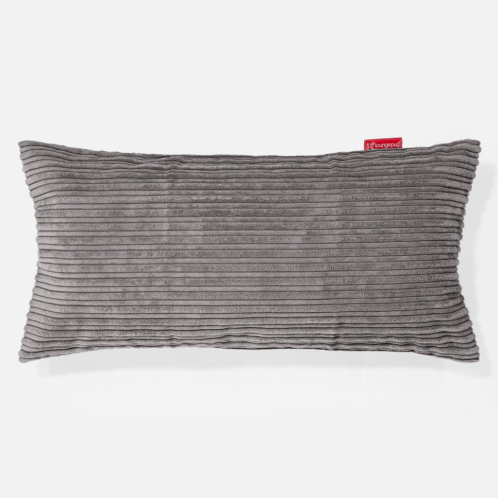 CloudSac 50 Kæmpe Pude med Memory Skum 40 x 80cm - Klassisk Jernbanefløjl Grafit Grå 01