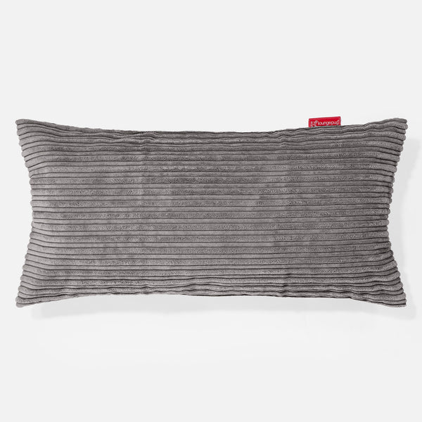 CloudSac 50 Kæmpe Pude med Memory Skum 40 x 80cm - Klassisk Jernbanefløjl Grafit Grå 01