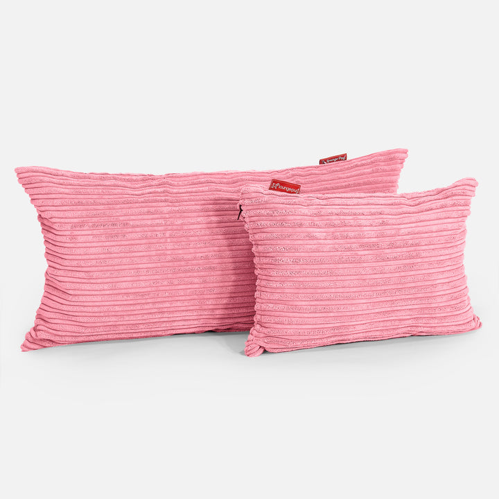 CloudSac 50 Kæmpe Pude med Memory Skum 40 x 80cm - Klassisk Jernbanefløjl Koral 03