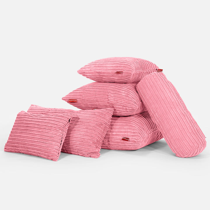 CloudSac 50 Kæmpe Pude med Memory Skum 40 x 80cm - Klassisk Jernbanefløjl Koral 04