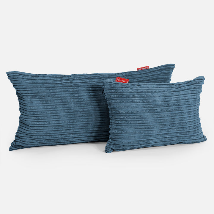 CloudSac 50 Kæmpe Pude med Memory Skum 40 x 80cm - Klassisk Jernbanefløjl Navy 03