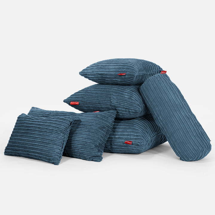 CloudSac 50 Kæmpe Pude med Memory Skum 40 x 80cm - Klassisk Jernbanefløjl Navy 04