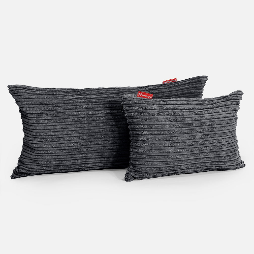 CloudSac 50 Kæmpe Pude med Memory Skum 40 x 80cm - Klassisk Jernbanefløjl Sort 03