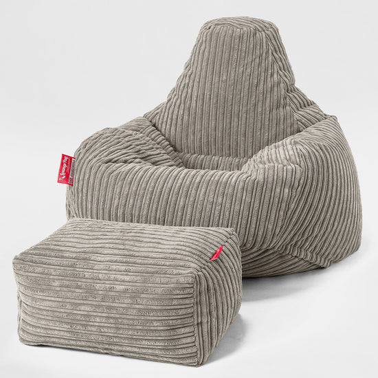 Dråbeformet Sækkestol - Klassisk Jernbanefløjl Mink 02