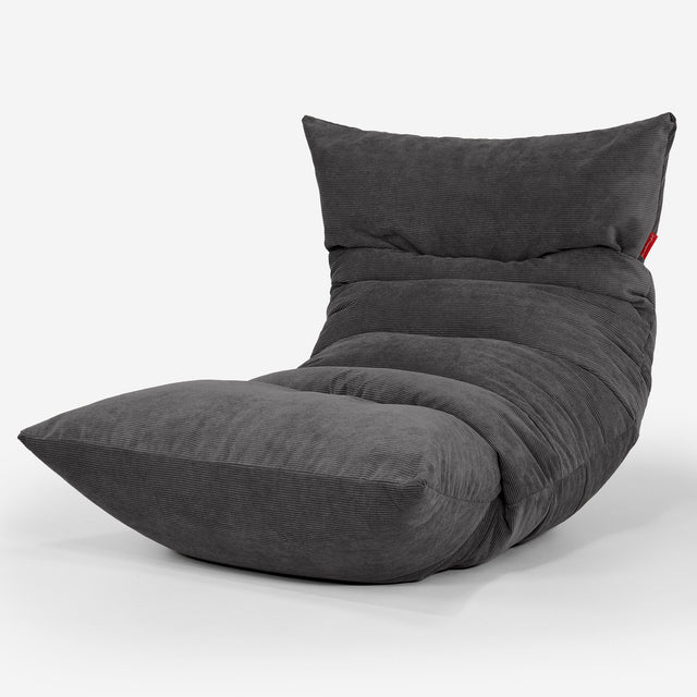 Eva Lounger Sækkestol - Babyfløjl Kul 01