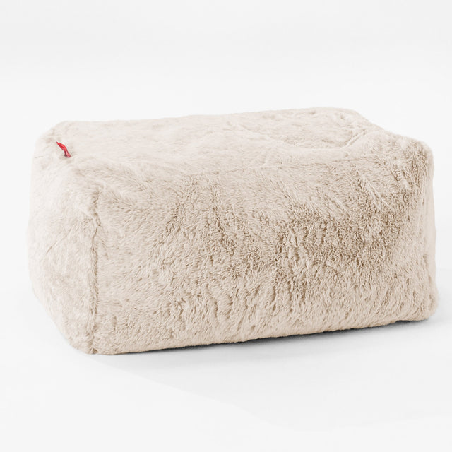 Fodskammel - Imiteret Kaninpels Hvid 01