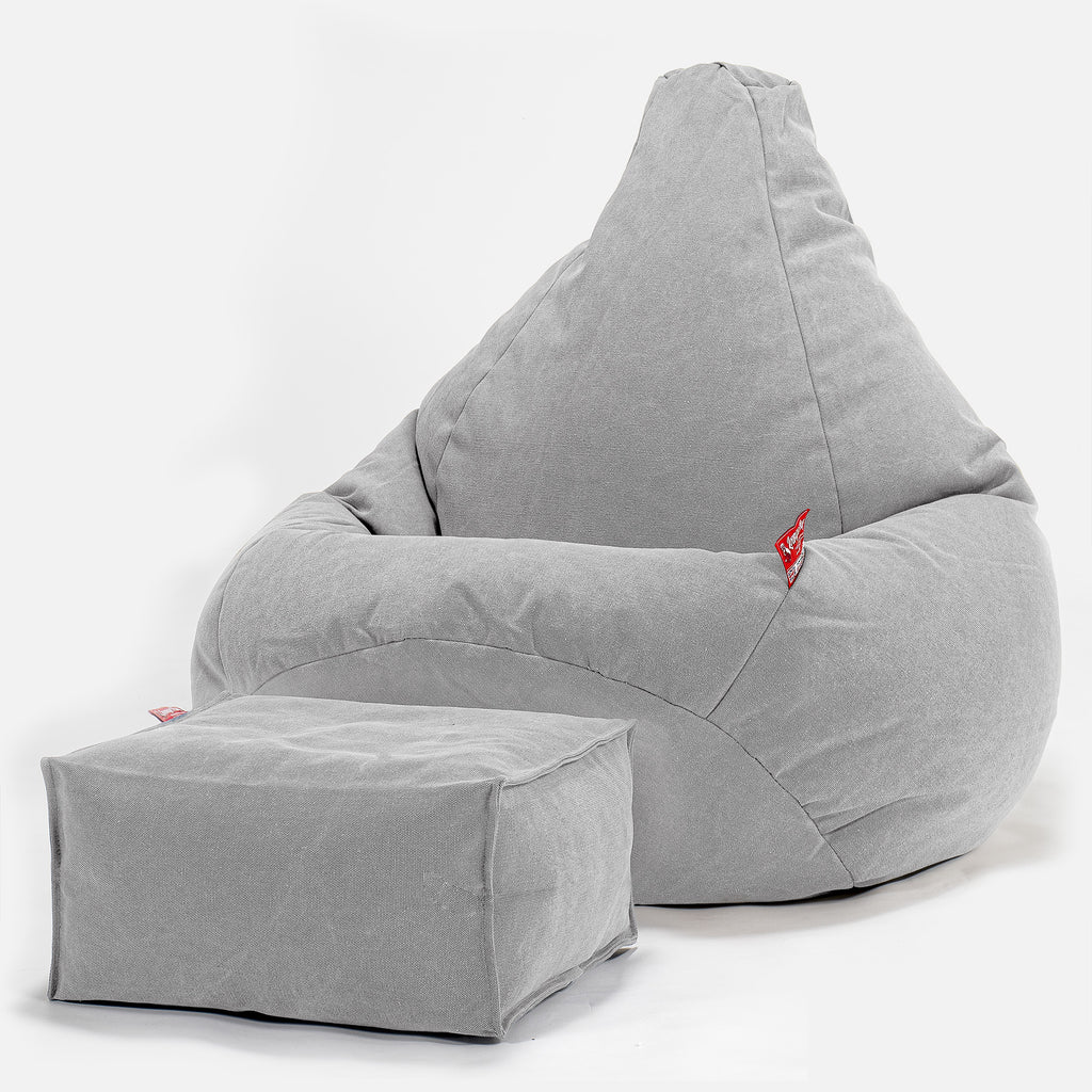 Gamer Sækkestol - Stonewashed denim Grå 01