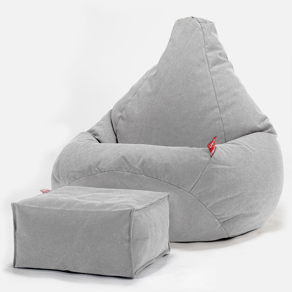 Gamer Sækkestol - Stonewashed denim Grå 01