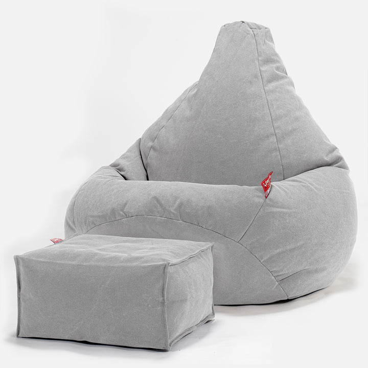 Gamer Sækkestol - Stonewashed denim Grå 01