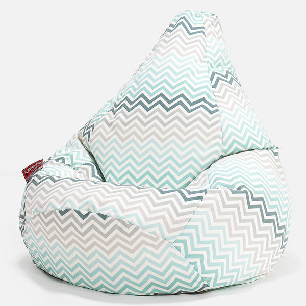 Gamer Sækkestol - Trykt Chevron Turkis Fabric Close-up Image