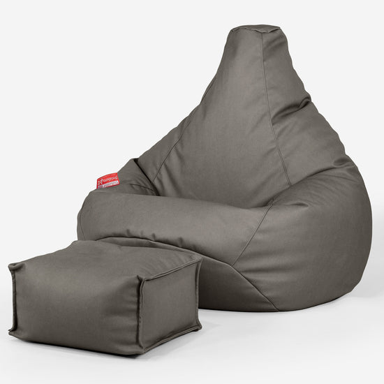 Gamer Sækkestol - Vegansk Læder Grå 01