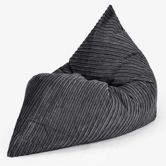 Junior Sækkestol 2-14 år - Klassisk Jernbanefløjl Sort 02