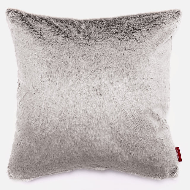 Kæmpe Pude 70 x 70cm - Imiteret Kaninpels Lysegrå 01
