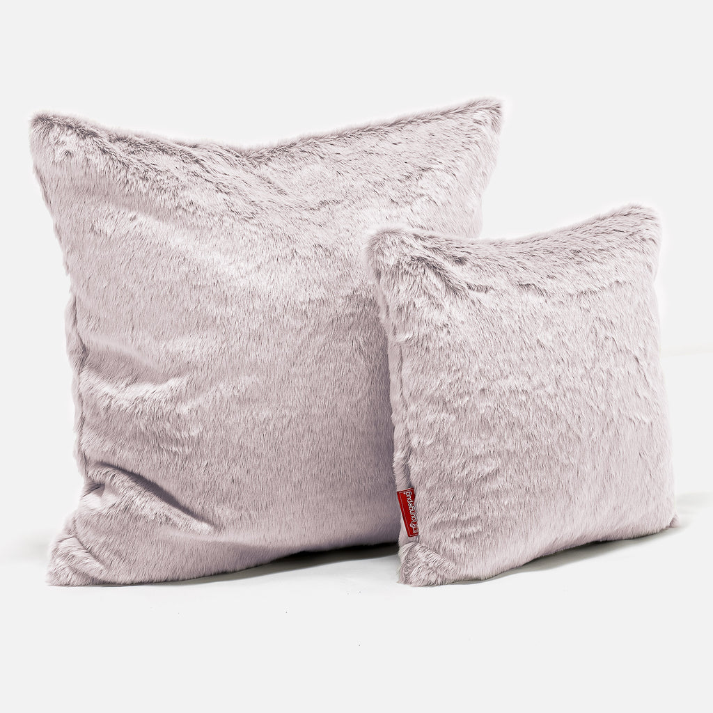 Kæmpe Pude 70 x 70cm - Imiteret Kaninpels Støvet Lyserød 02