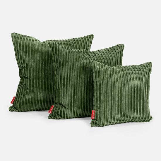 Kæmpe Pudebetræk 70 x 70cm - Klassisk Jernbanefløjl Skovgrøn 02