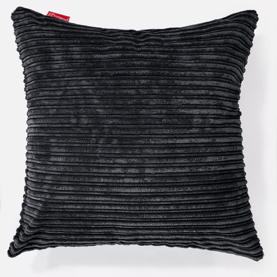 Kæmpe Pude 70 x 70cm - Klassisk Jernbanefløjl Sort 01