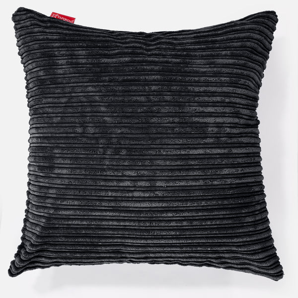 Kæmpe Pude 70 x 70cm - Klassisk Jernbanefløjl Sort 01