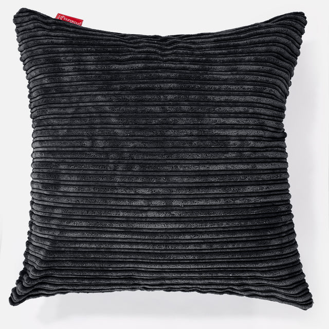 Kæmpe Pude 70 x 70cm - Klassisk Jernbanefløjl Sort 01