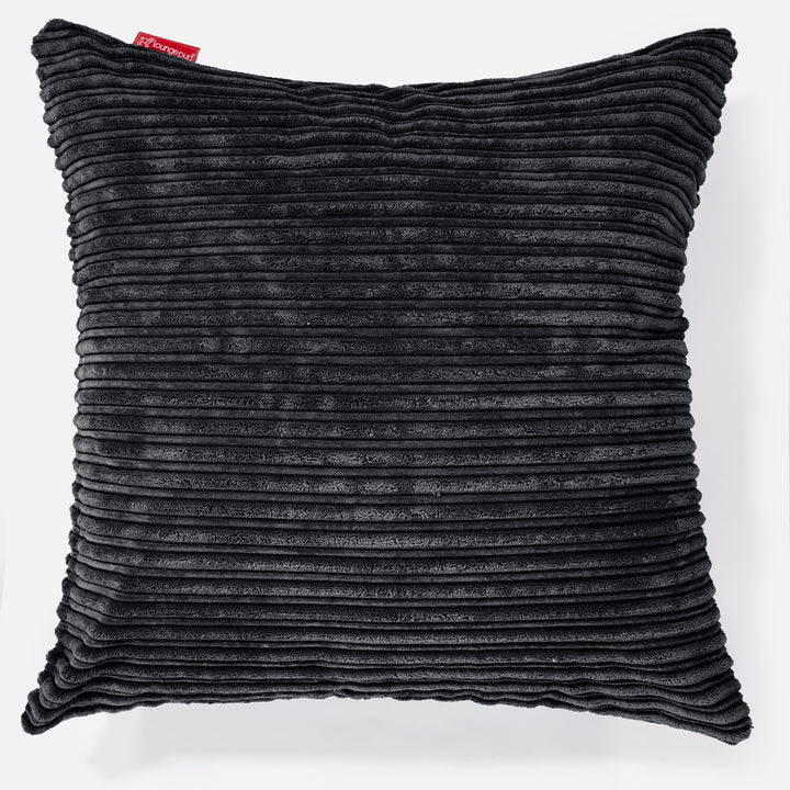 Kæmpe Pude 70 x 70cm - Klassisk Jernbanefløjl Sort 01