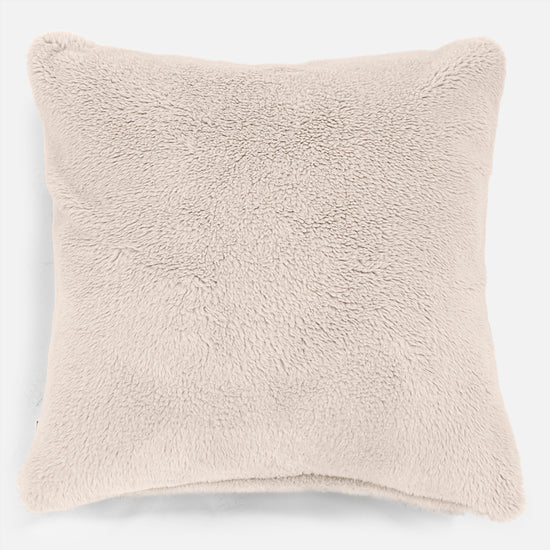 Kæmpe Pude 70 x 70cm - Korthåret Imiteret Pels Cremefarvet 01