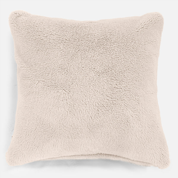 Kæmpe Pude 70 x 70cm - Korthåret Imiteret Pels Cremefarvet 01