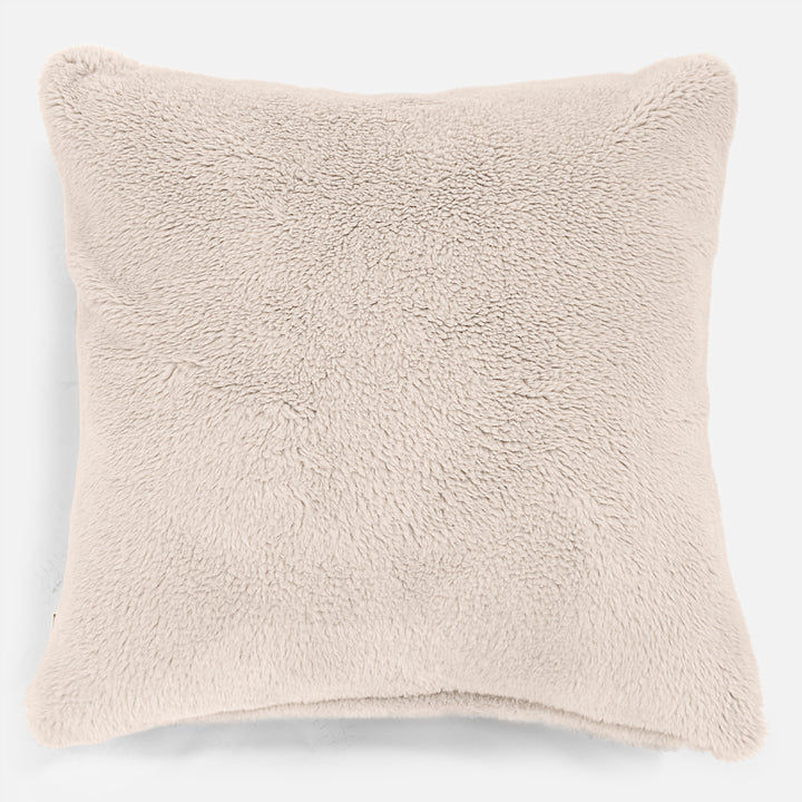 Kæmpe Pude 70 x 70cm - Korthåret Imiteret Pels Cremefarvet 01
