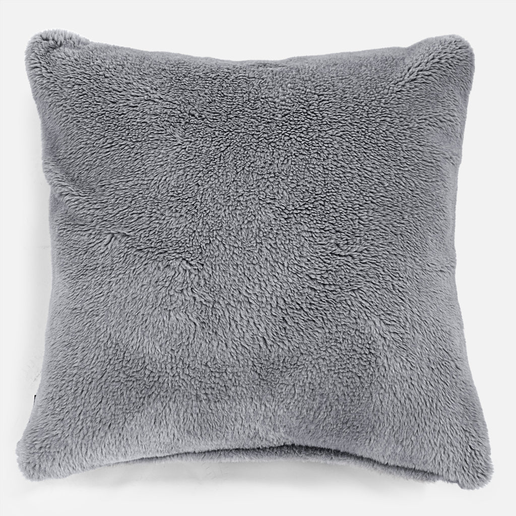 Kæmpe Pude 70 x 70cm - Korthåret Imiteret Pels Mørkegrå 01