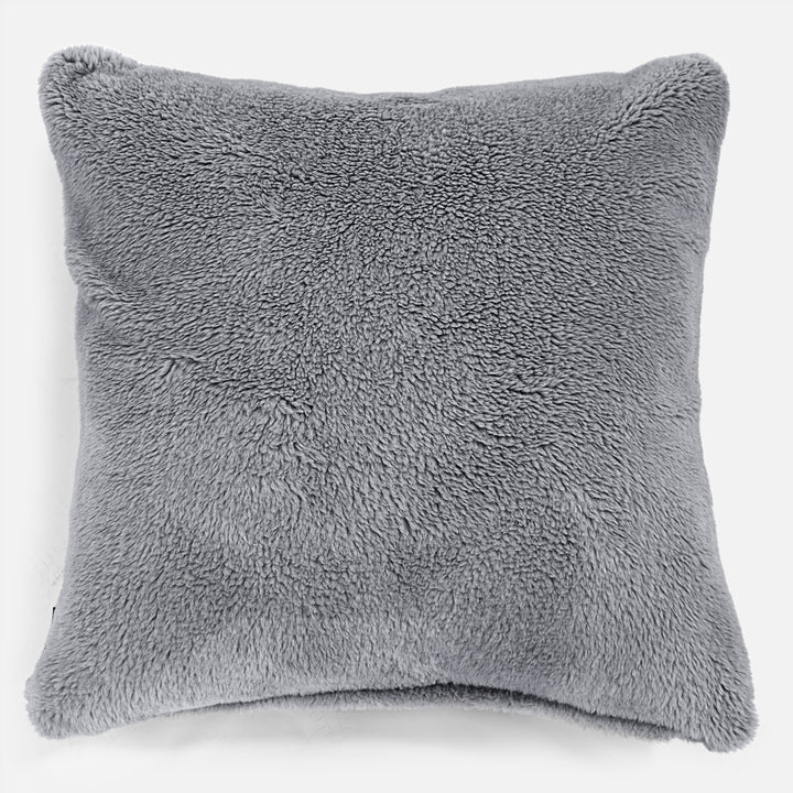 Kæmpe Pude 70 x 70cm - Korthåret Imiteret Pels Mørkegrå 01