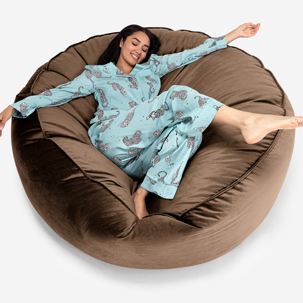 Kæmpe Sækkestol Sofa XXL 'Mega Mammut' - Fløjl Espresso 01