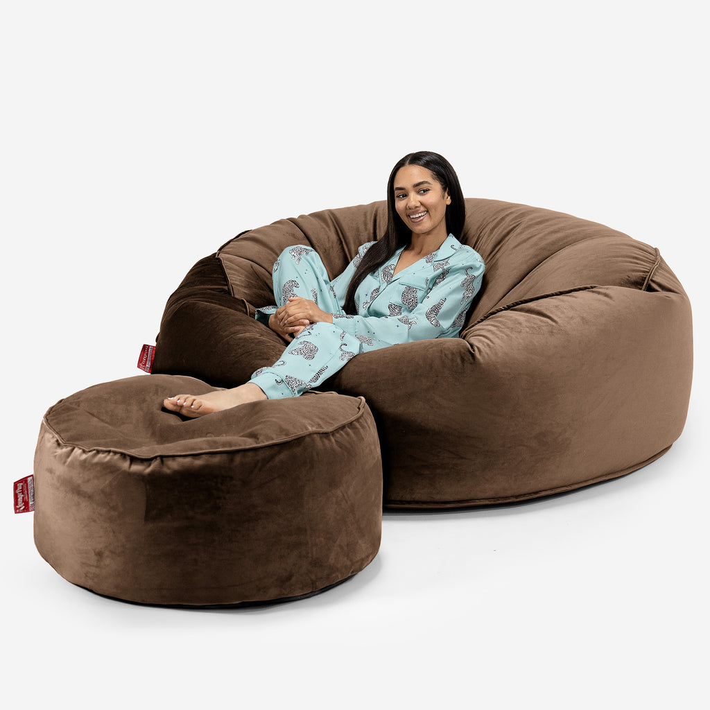 Kæmpe Sækkestol Sofa XXL 'Mega Mammut' - Fløjl Espresso 02