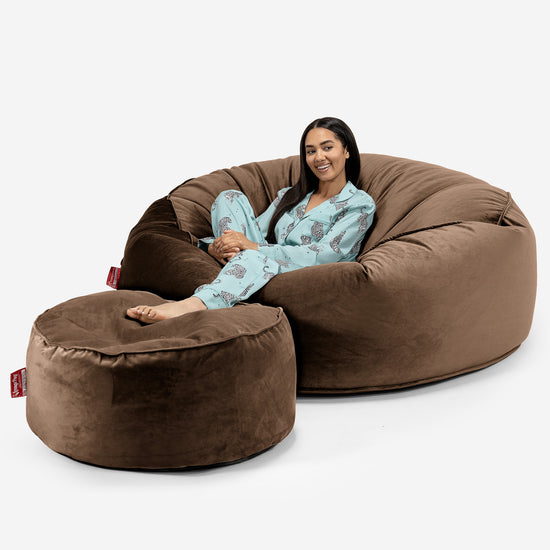 Kæmpe Sækkestol Sofa XXL 'Mega Mammut' - Fløjl Espresso 02