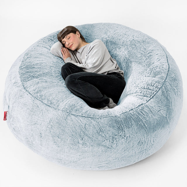 Kæmpe Sækkestol Sofa XXL 'Mega Mammut' - Imiteret Kaninpels Støvet Blå 01