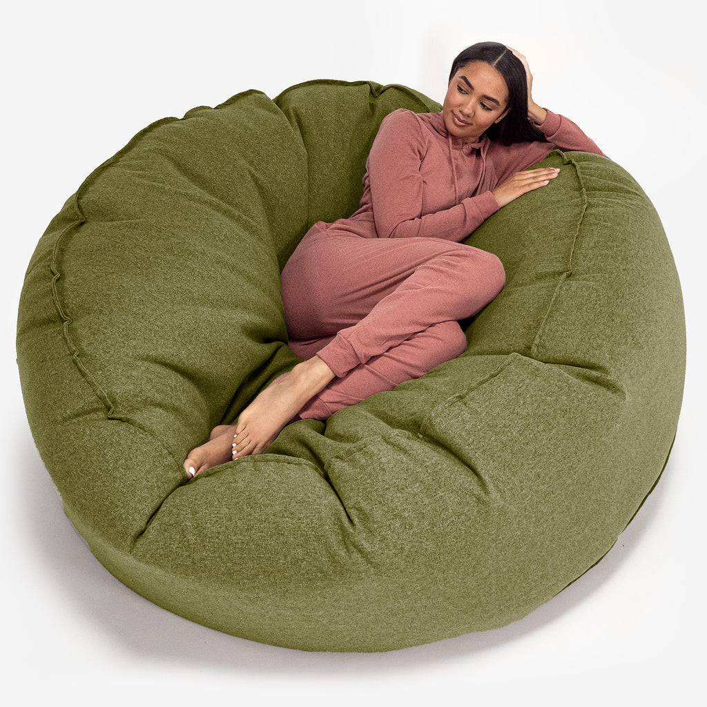 Kæmpe Sækkestol Sofa XXL 'Mega Mammut' - Interalli-uld Limegrøn 01