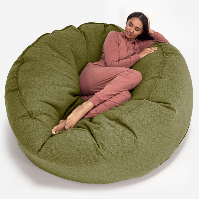 Kæmpe Sækkestol Sofa XXL 'Mega Mammut' - Interalli-uld Limegrøn 01