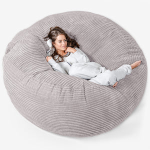 Kæmpe Sækkestol Sofa XXL 'Mega Mammut' - Klassisk Jernbanefløjl Sølvgrå