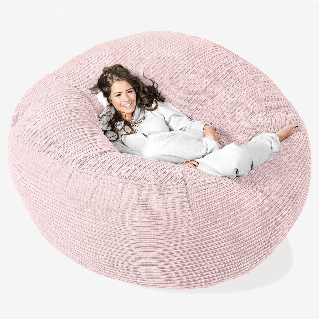 Kæmpe Sækkestol Sofa XXL 'Mega Mammut' - Klassisk Jernbanefløjl Blush Lyserød 01