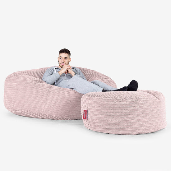 Kæmpe Sækkestol Sofa XXL 'Mega Mammut' - Klassisk Jernbanefløjl Blush Lyserød 02