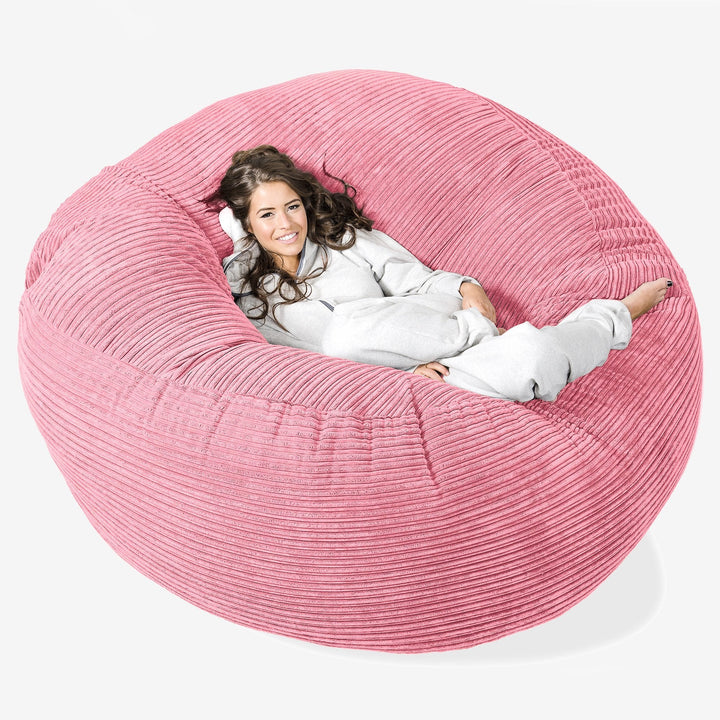 Kæmpe Sækkestol Sofa XXL 'Mega Mammut' - Klassisk Jernbanefløjl Koral 01